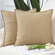 Set di 2 Coprisacco di Lino Poliestere morbidi Decorativi per Divano Camera da Letto Coprisacco Beige 45x45 cm Quadrato