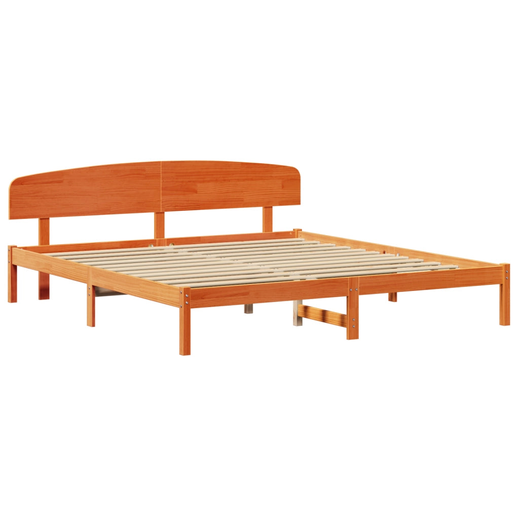 Telaio Letto con Testiera Marrone Cerato 180x200 cm Legno Massello di Pino