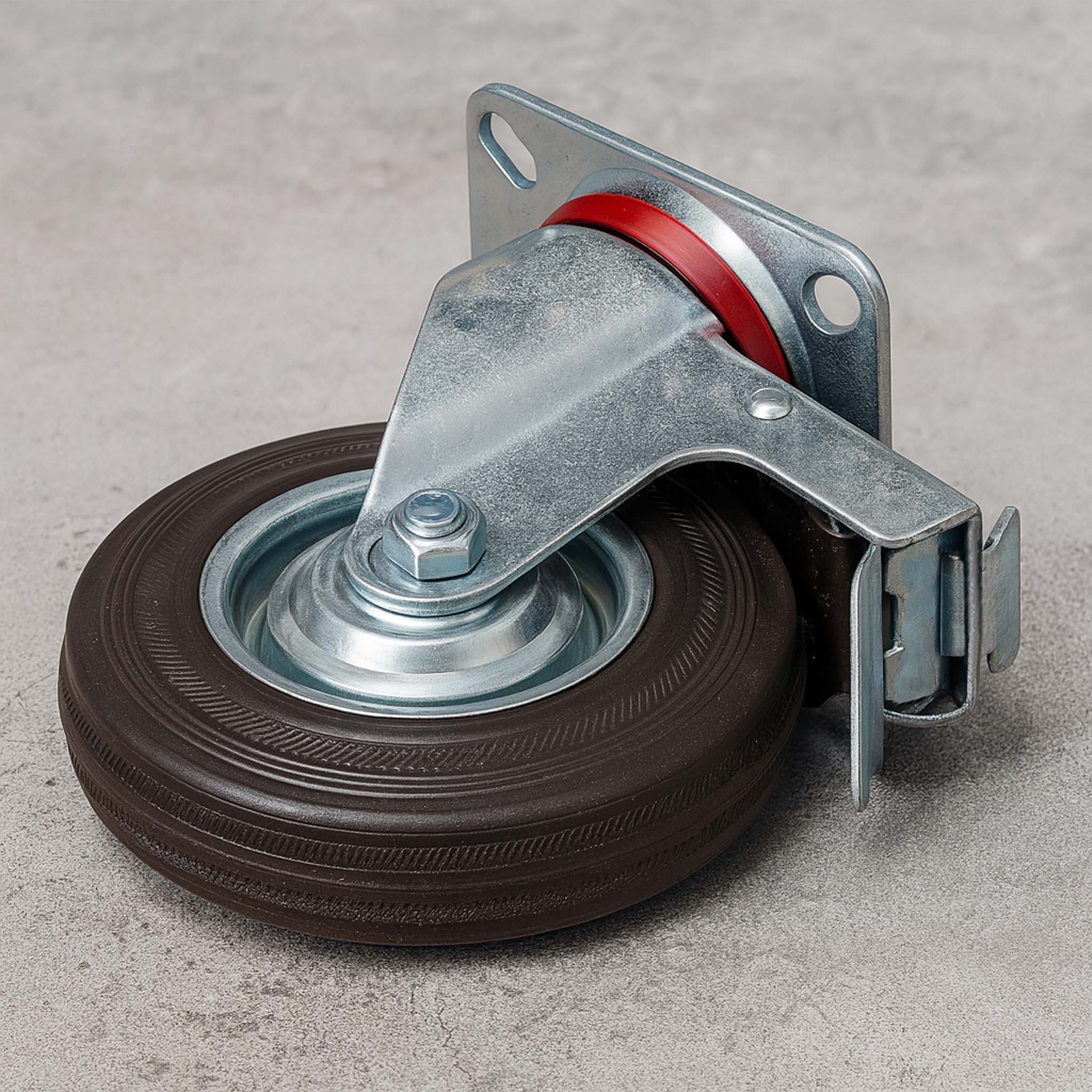 Set rotelle da trasporto 125 mm 2 ruote piroettanti con freno 2 fisse, nucleo in metallo, 100 kg a ruota