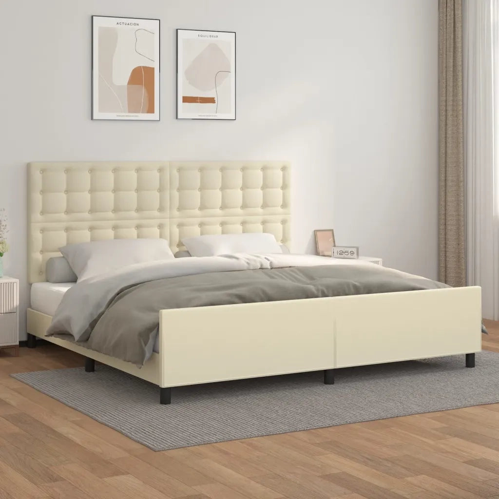 Giroletto con Testiera Crema 200x200 cm in Similpelle cod mxl 62190