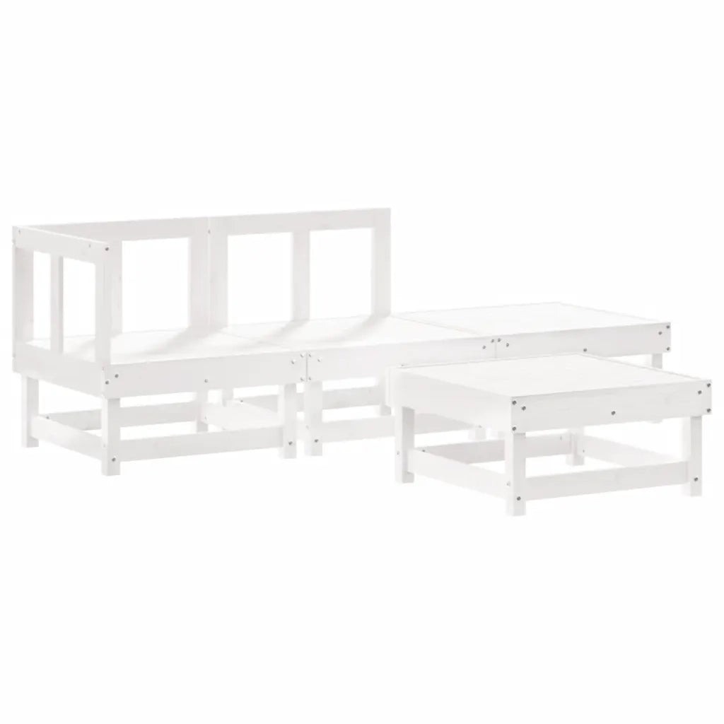 Set Salotto da Giardino 4 pz Bianco in Legno Massello di Pinocod mxl 93999