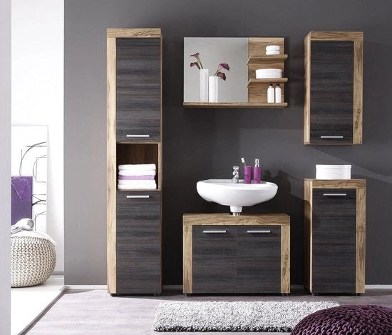 Cancun Boom commode alta 36 x 81 x 31 cm - Molto spazio di stoccaggio armadio per bagno alto