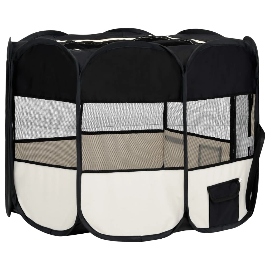 Box pieghevole per cani con borsa per il trasporto 90 x 90 x 58 cm nero 02_0001734