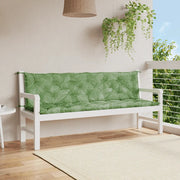 Cuscini Panca Giardino 2 pz-Set di 2 Cuscini per panchina da esterno Motivo a Foglie 200x50x7 cm Tessuto