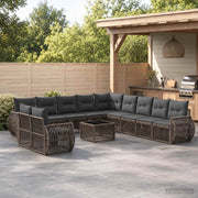Set Divano da Giardino 12 pz Grigio e Grigio Scuro polyrattan 3435473