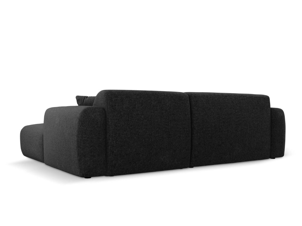Cosmopolitan Design - Divano angolare sinistro "Nolio" 4 posti in ciniglia nero 
