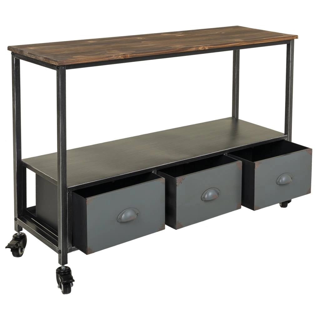 Mobile da ingresso in legno e metallo marrone 100x32x72h