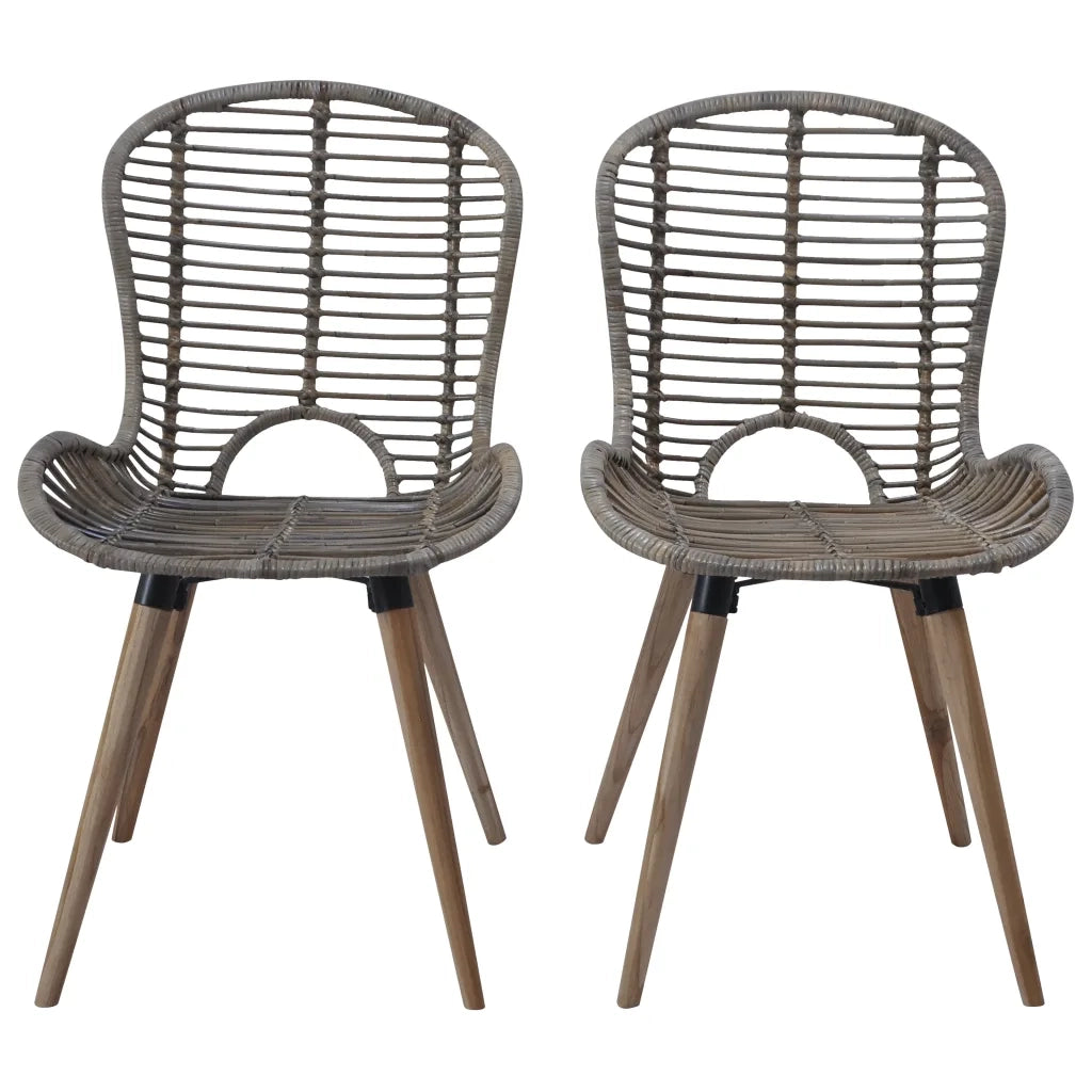Sedie da Pranzo 2 pz Marroni in Rattan Naturale 246853