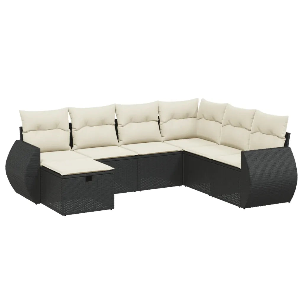 Set Divani da Giardino con Cuscini 7pz Nero Polyrattan 3264142