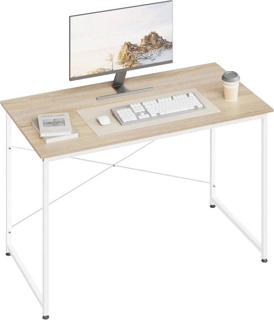 Bureau da Ufficio 120x60 cm - Stazione di Lavoro Moderna - Per Gaming, Ufficio o Studio - Con Struttura in Metallo Robusta - Legno di Quercia, Cuoio o Bianco - Montaggio Facile