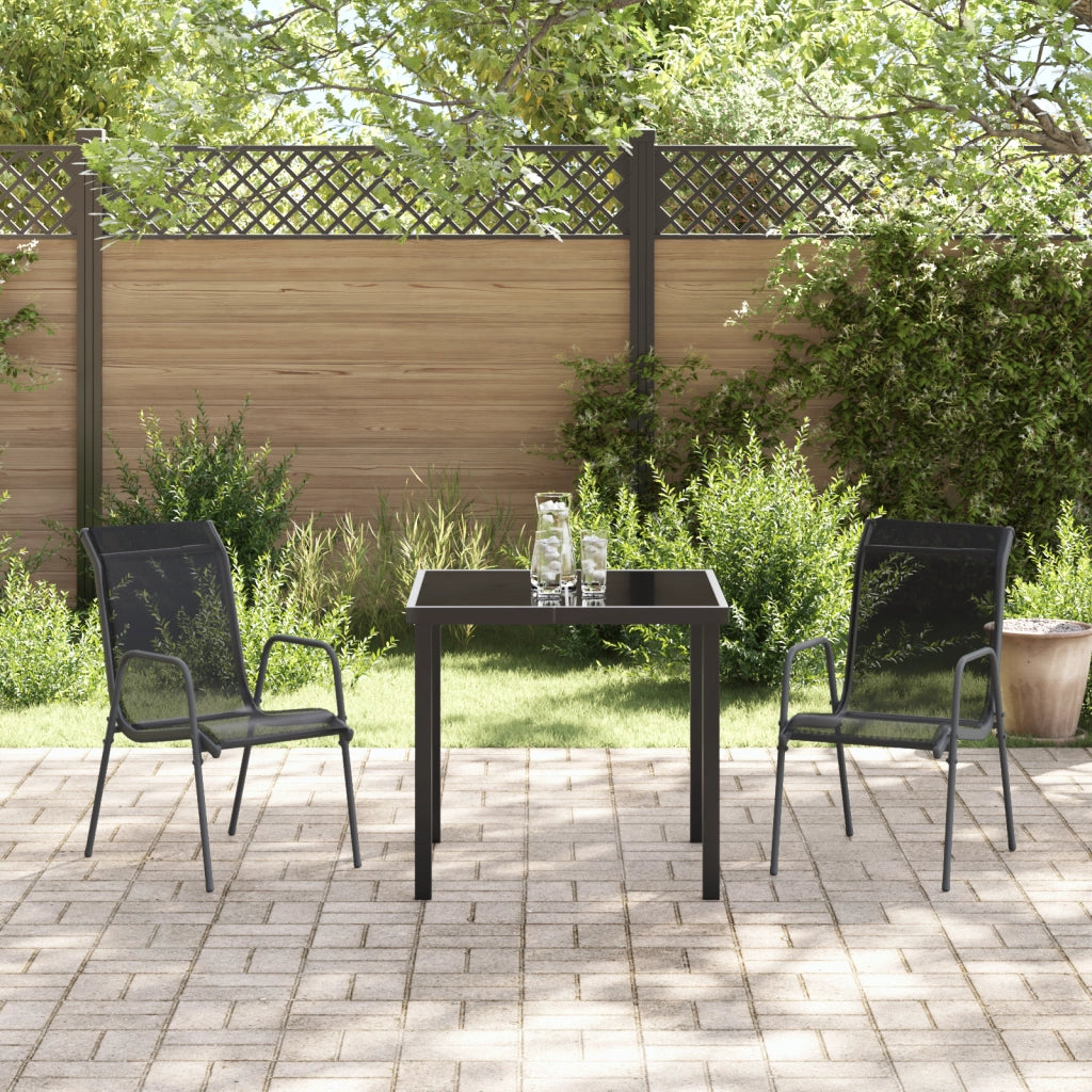 Set da Pranzo da Giardino 3 Pezzi Nero Textilene e Acciaio