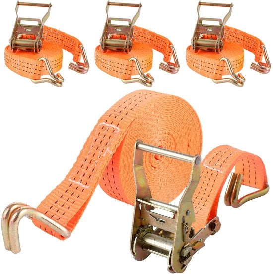Cinture di sospensione 4 pezzi, 3000 kg di capacità di carico, 6 m x 38 mm, cinture di sospensione arancioni con ganci, ideali per rimorchi e motociclette