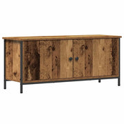 Mobile TV rettangolare con 2 ante e ripiani stile moderno 100 x 35 x 45 cm realizzato in legno anticato 02_0052430