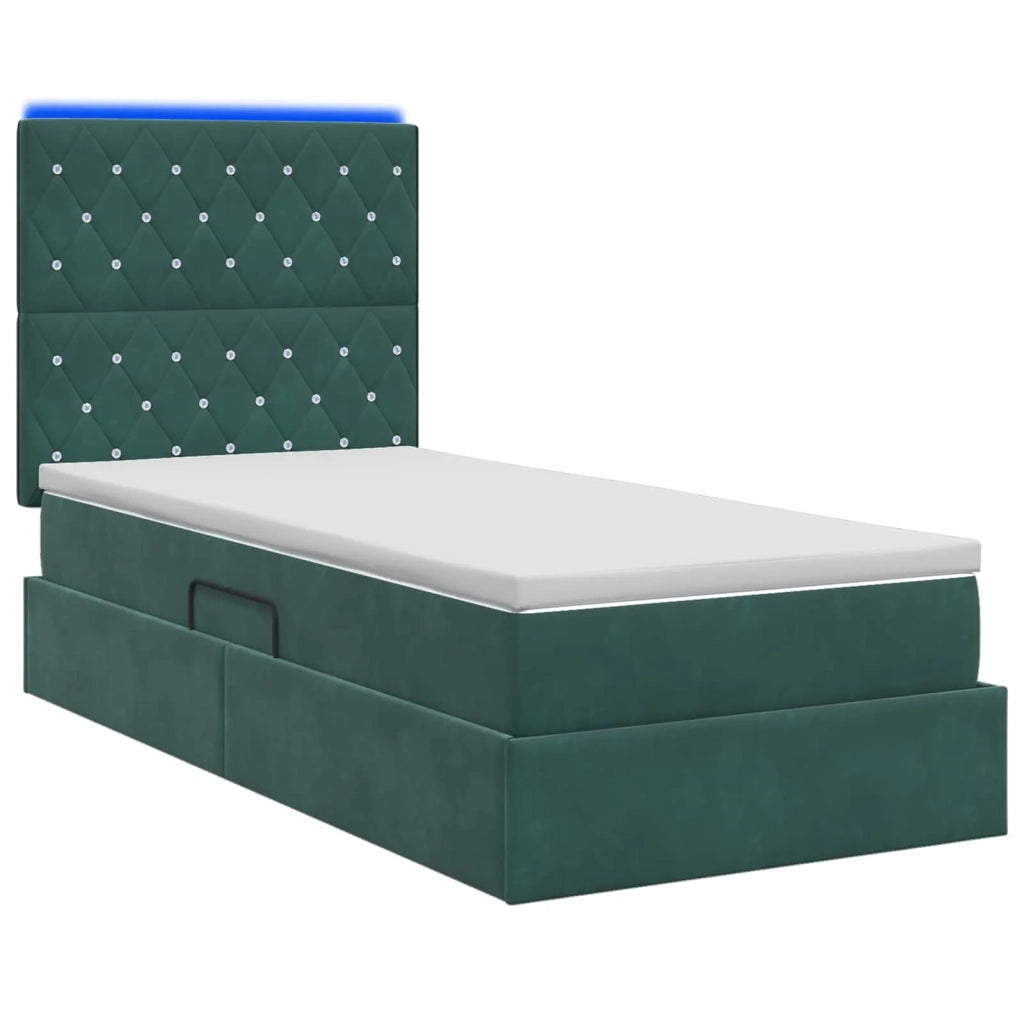 Letto con contenitore LED e materasso Verde Scuro 90 x 190 cm 3460041