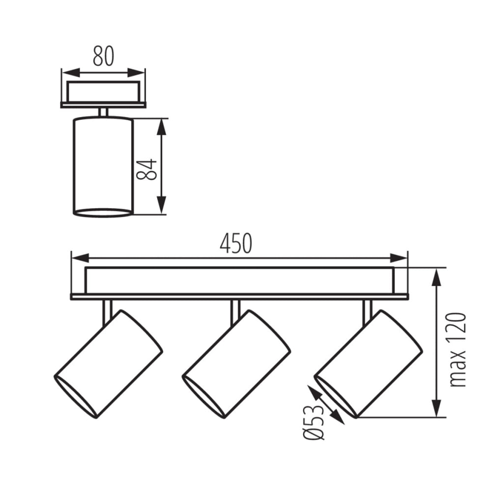 Faretto parete/soffitto Kanlux Evalo 3xGU10 nero/cromo