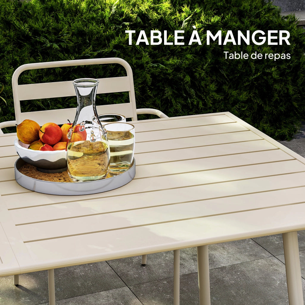 Set da giardino 7 pezzi con tavolo e 6 sedie impilabili in acciaio beige ¨C zephmum ¨C beige