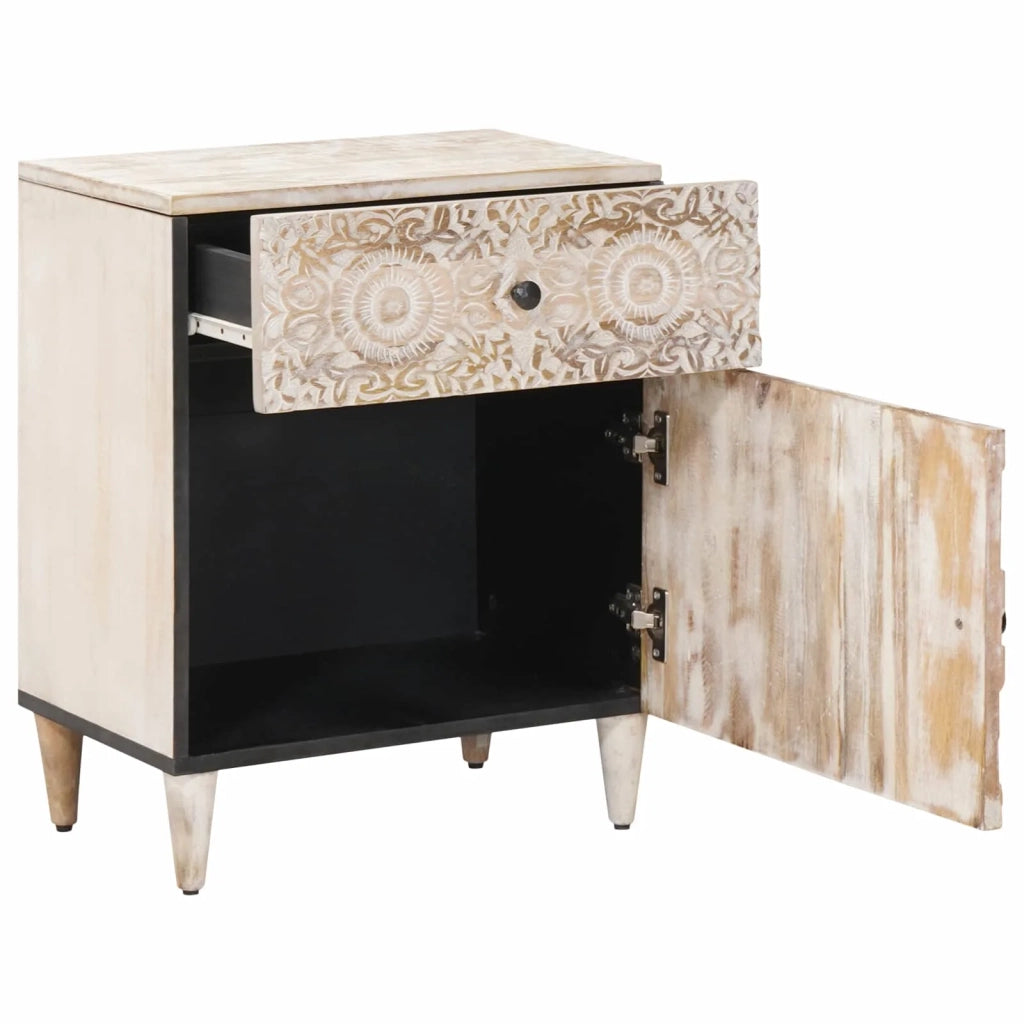 Mobiletto da Letto con cassetto Bianco 50 x 33 x 60 cm