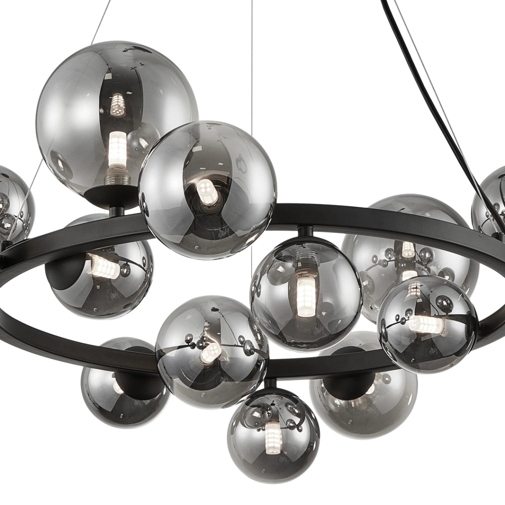 Lampadario sospeso MILA nero/vetro 14 luci G9 Milagro