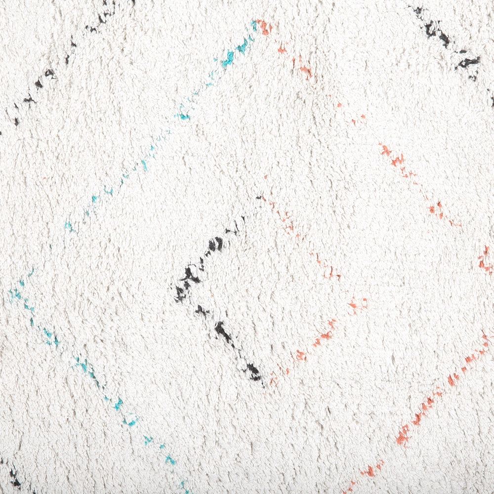 Tappeto tappetino Shaggy Cotone Bianco 140 x 200 cm Motivo Geometrico Multicolore