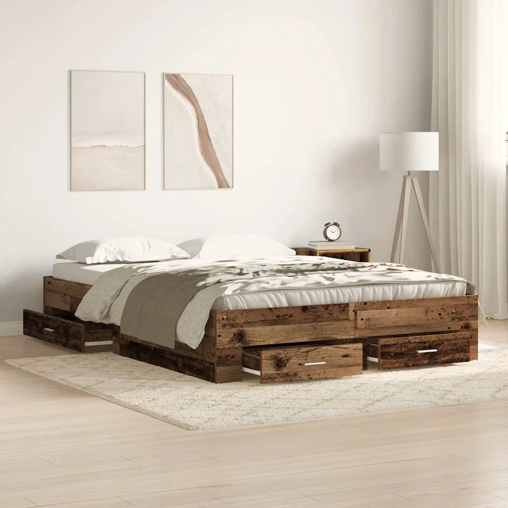 Struttura del letto con cassetto Legno vecchio 140 x 190 cm 3333972