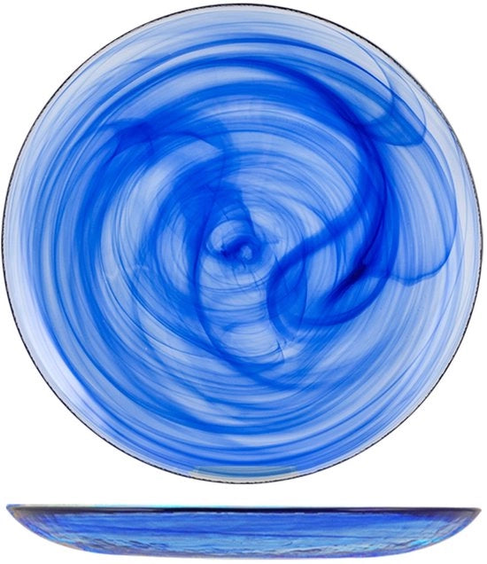 Set di 6 piatti in ceramica bianca con vetrina blu, 27,5 cm