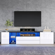 MOBILE TV 180x40x45 cm con LED 2 cassetti 2 ante bianco e nero lucido