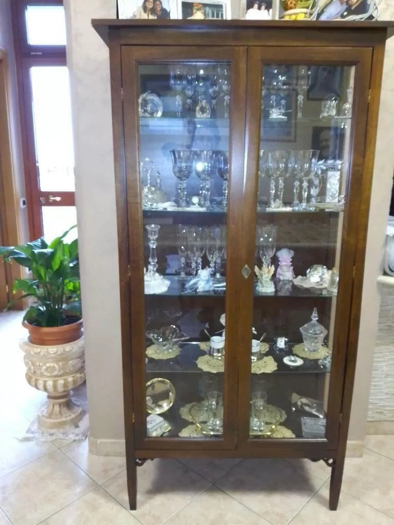 Vetrina arte povera color noce in legno l.89 p.34 h.170 (177) - Mobili 2G