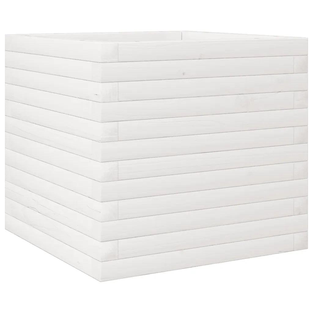 Fioriera da Giardino Bianca 50x50x45,5cm Legno Massello di Pino 847244