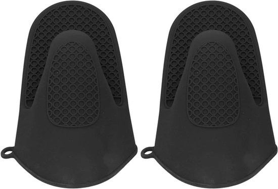 Manopole da cucina - Resistente al calore - Silicone - Cottura - Frittura - Antiscottatura - Densi - 2 pezzi - Nero