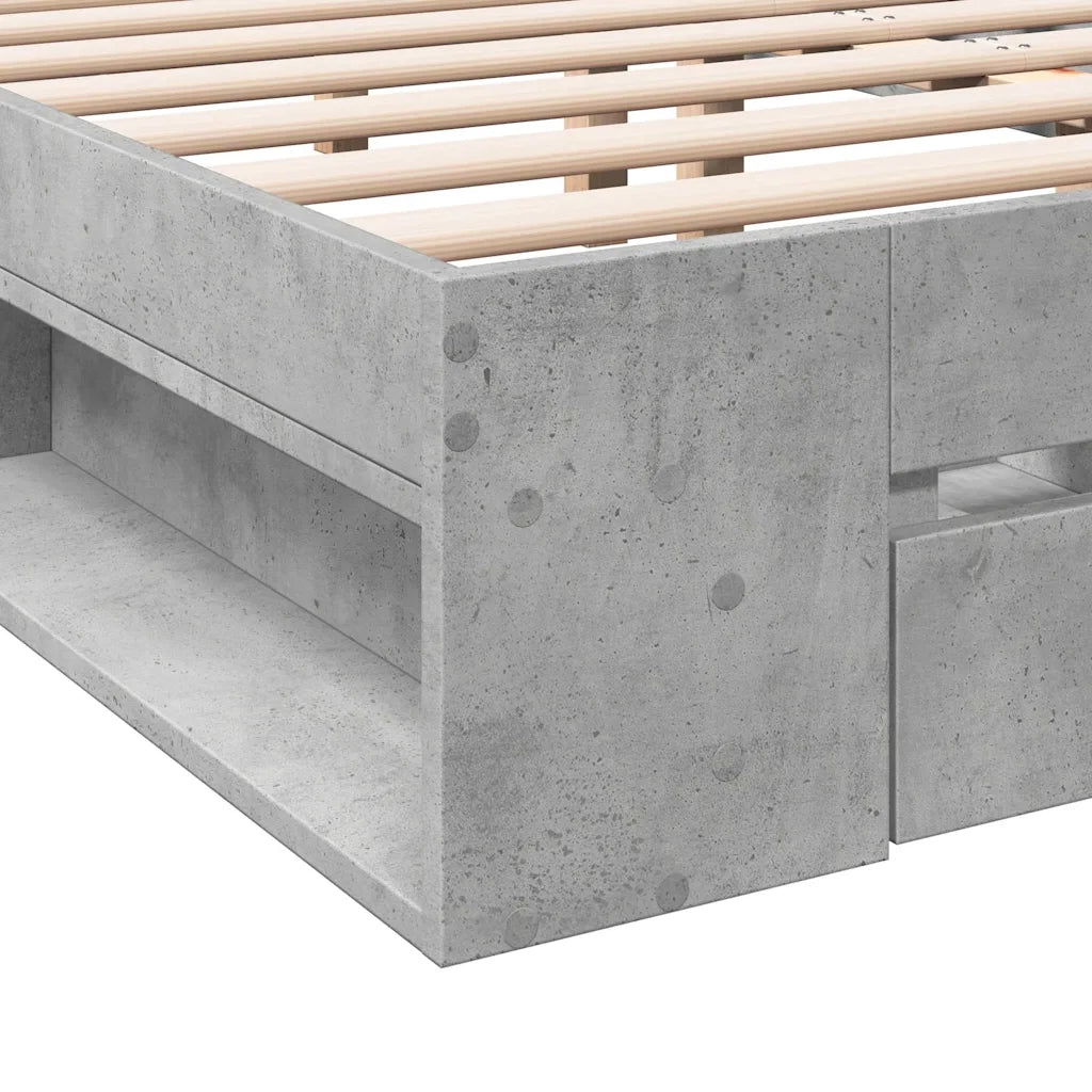Letto matrimoniale | Letto per adulti | Giroletto Cassetti Grigio Cemento 180x200 cm Legno Multistrato
