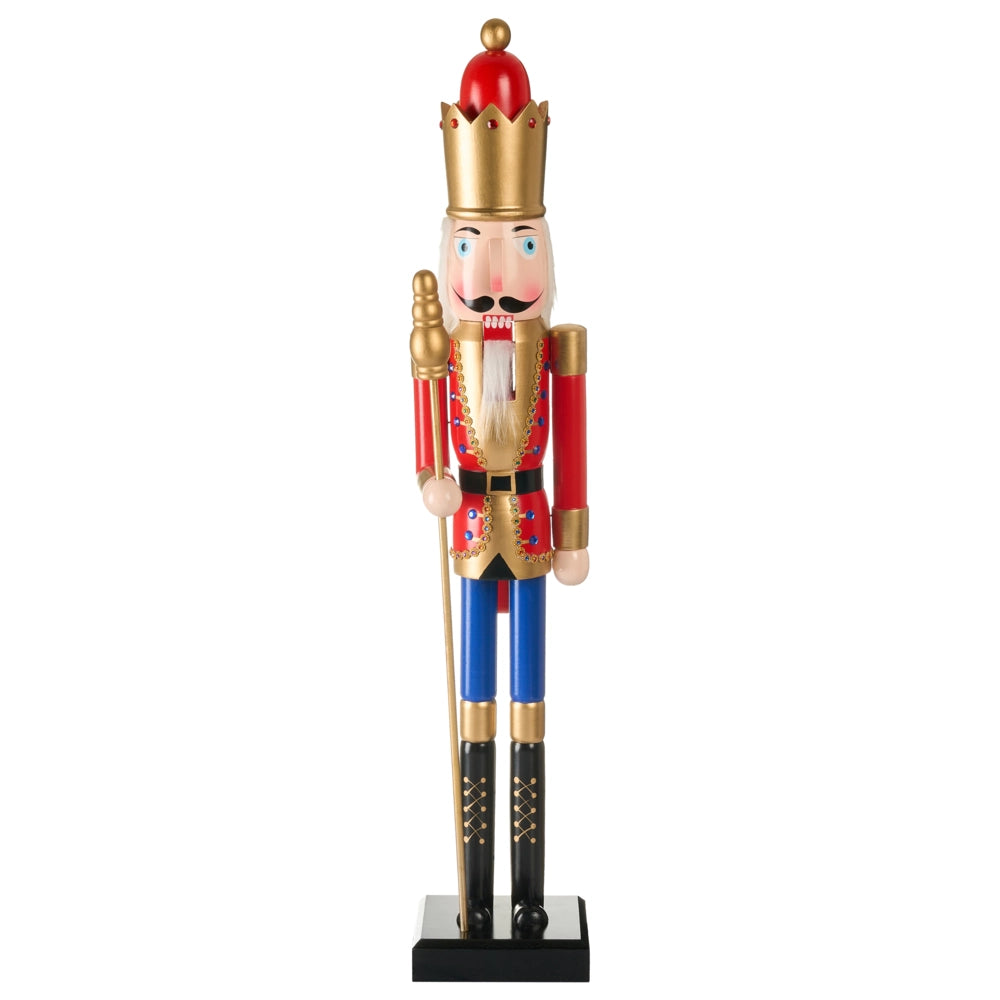 Statuetta schiaccianoci in legno di pino Decorazione natalizia con bocca apribile Fatto a mano Rosso decorazione natalizia Rosso