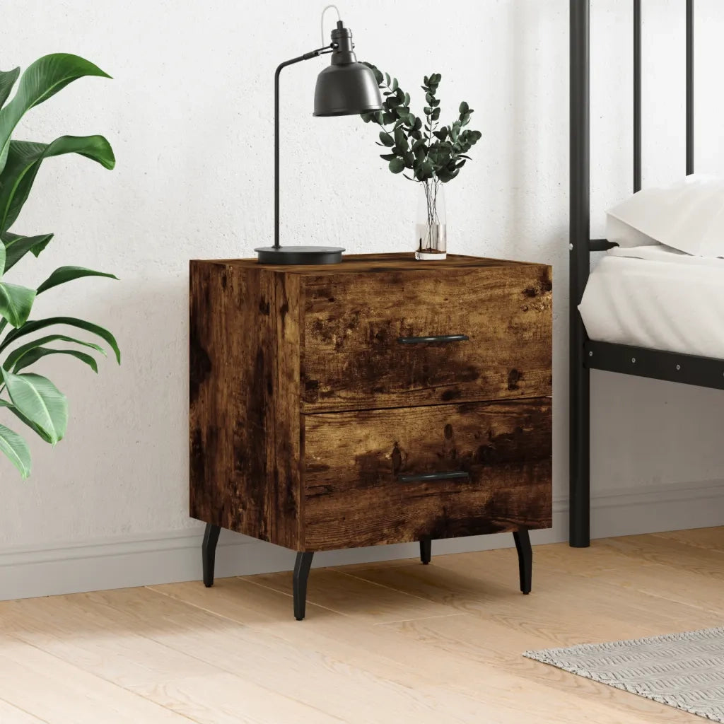 Comodino-Tavolino da notte Rovere Fumo 40x35x47,5 cm in Legno Multistrato 156851