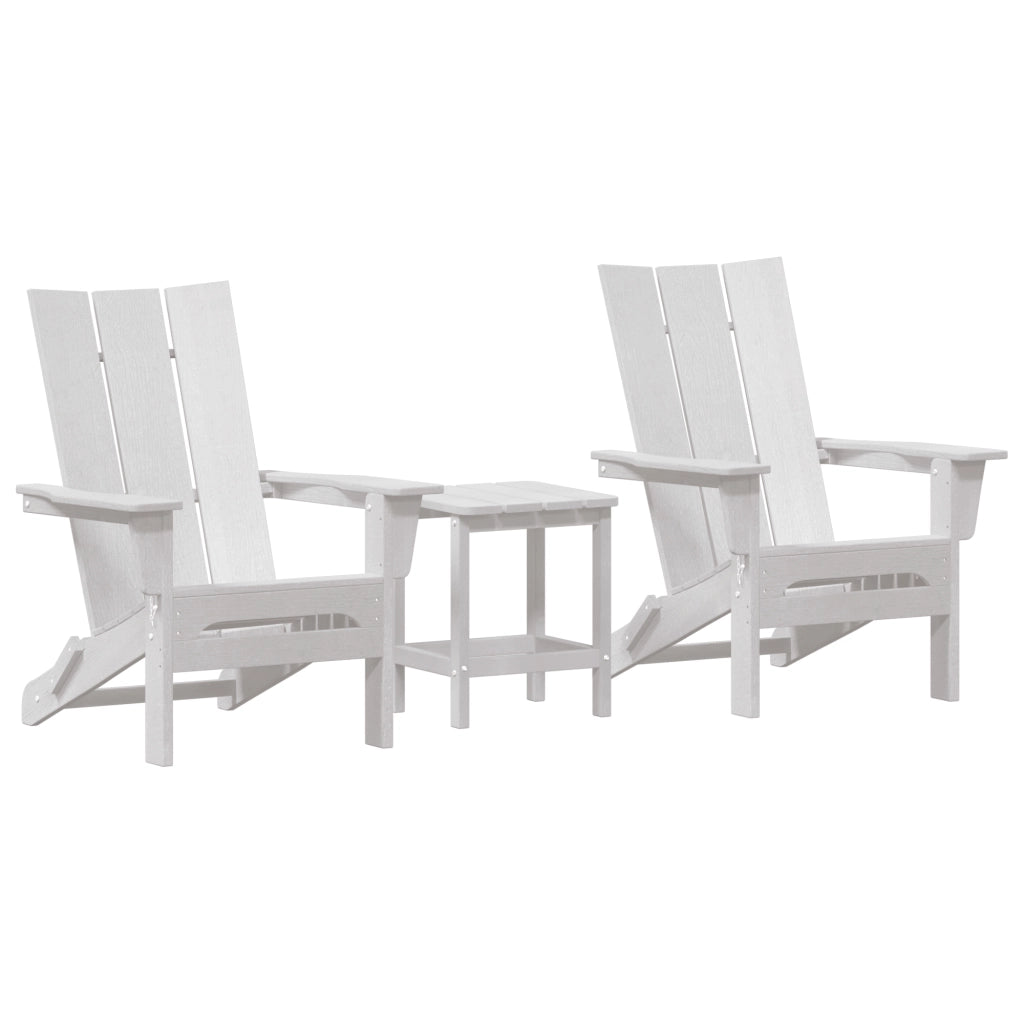 Set Lounge da Giardino  3 Pezzi Bianco HDPE