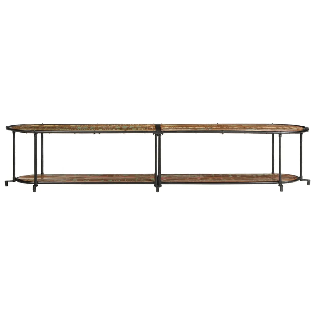 Grande mobile porta TV in stile industriale con ampio spazio di archiviazione 200 x 42 x 40 cm legno massello marrone 02_0057620