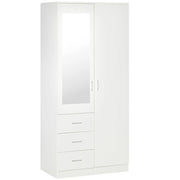 Armadio Moderno con Guardaroba 2 Ante 80x50x180 cm in Legno truciolare e Vetro Bianco