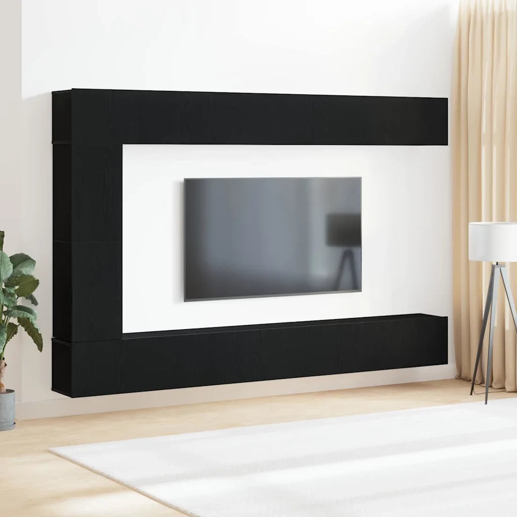 Set mobile TV 9 pcs Rovere Nero Legno multistrato 3333058