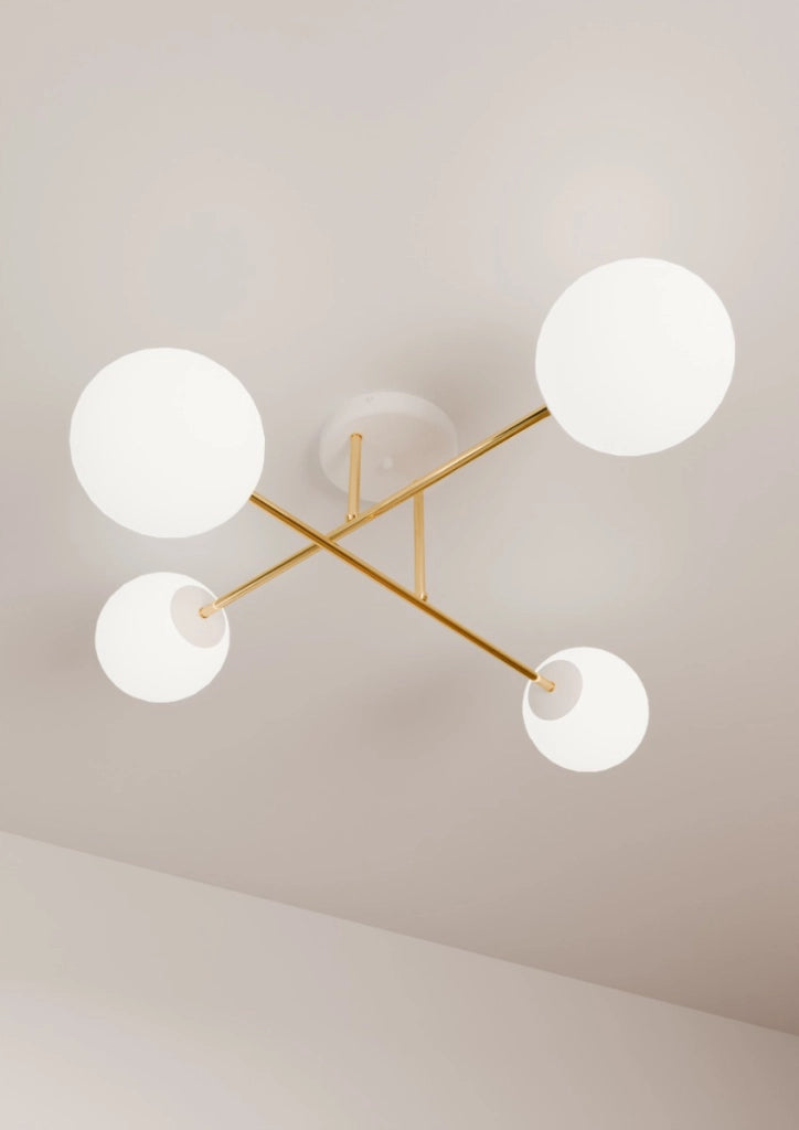 Plafoniera Emibig MAGNUM 4xE14 oro con vetri bianchi