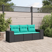 Salotto da Giardino-Set Divani da Giardino 3 pz con Cuscini Nero in Polyrattan 830528