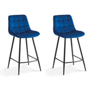 Sedia da banco JUTE – Velluto blu – Stile contemporaneo H95 cm