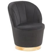 Poltrona in velluto Nero con base in metallo dorato Sedia a vasca con rotondo Glam Retro Living Room