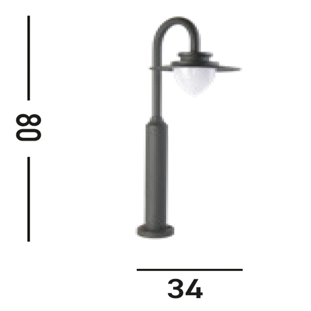 Lampione Vintage - Decò Texas Alluminio Grigio Policarbonato Led 9W 3000K