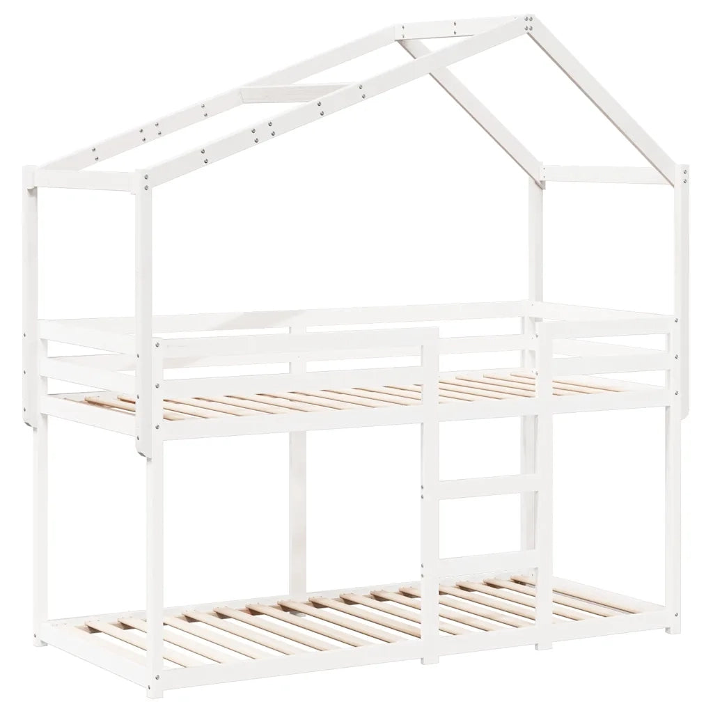 Tetto Letto Bambini Bianco 203x80,5x142 cm Legno Massello Pino