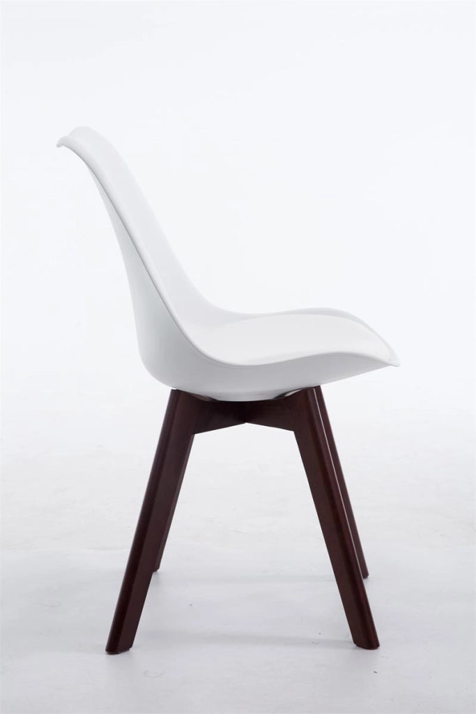 Sedia Borneo in similpelle bianco,noce