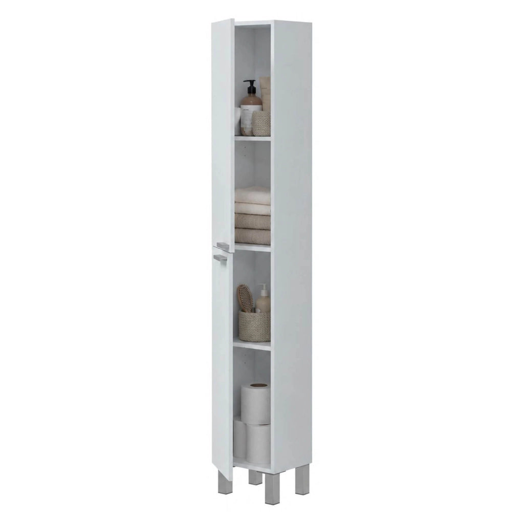 Nin, Mobile Colonna 3 Ripiani, 30x25x182h cm Bianco Lucido