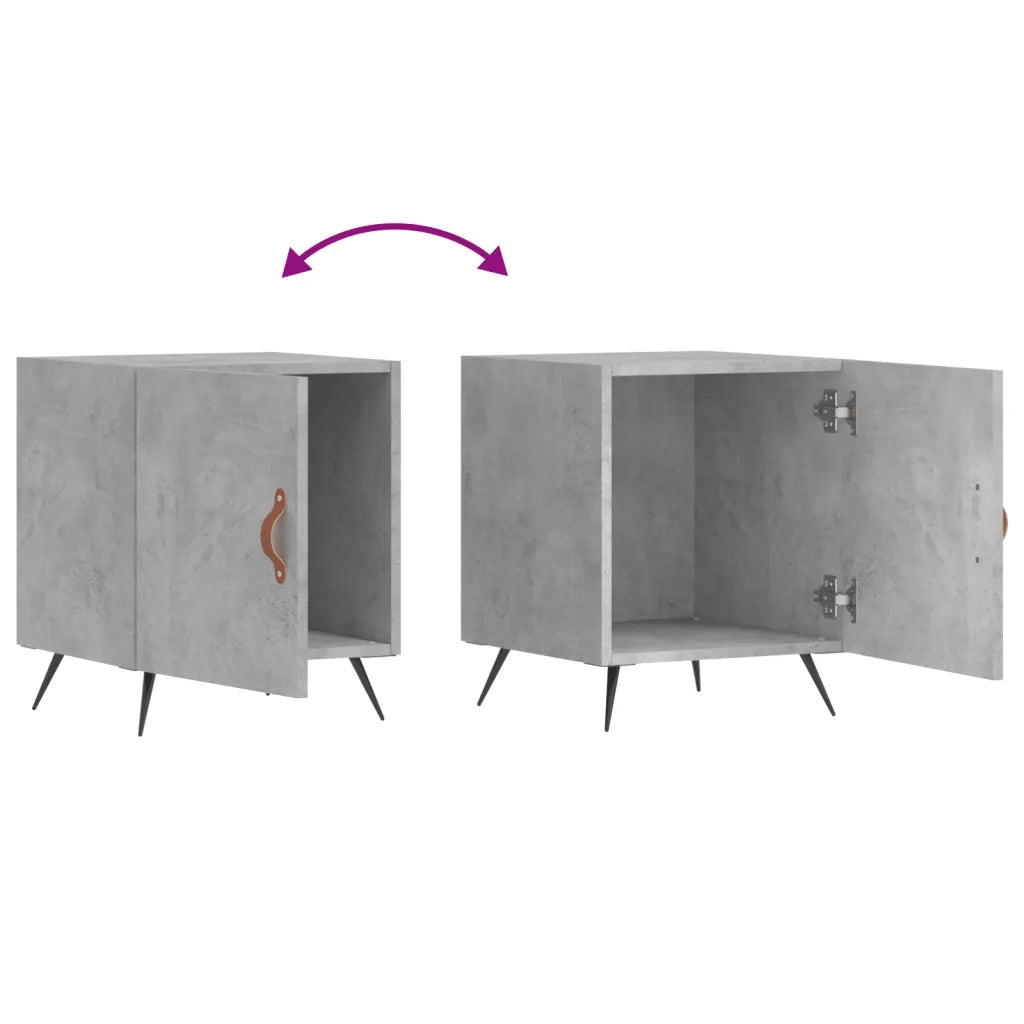 Set di 2 Comodini | Armadio da Notte | Mobiletto da notte Grigio Cemento 40x40x50 cm in Legno Multistrato
