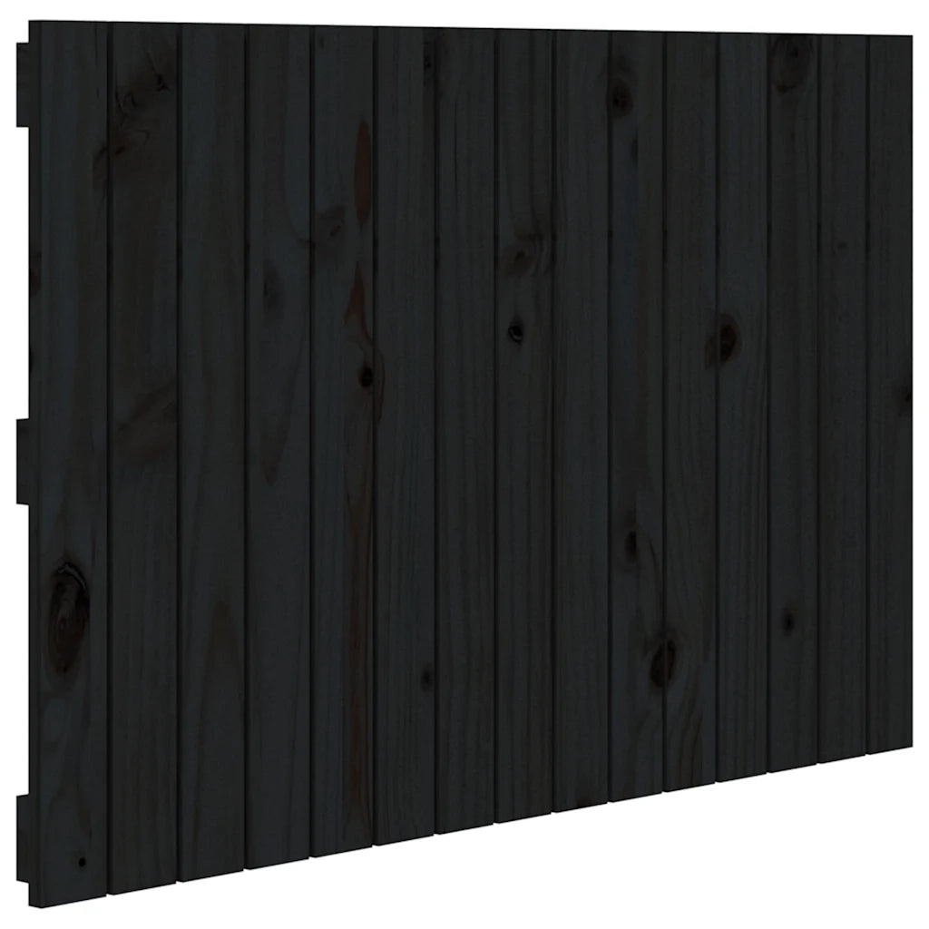 Testiera | Testata da Parete Nera 95,5x3x60 cm in Legno Massello di Pino