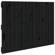 Testiera | Testata da Parete Nera 95,5x3x60 cm in Legno Massello di Pino