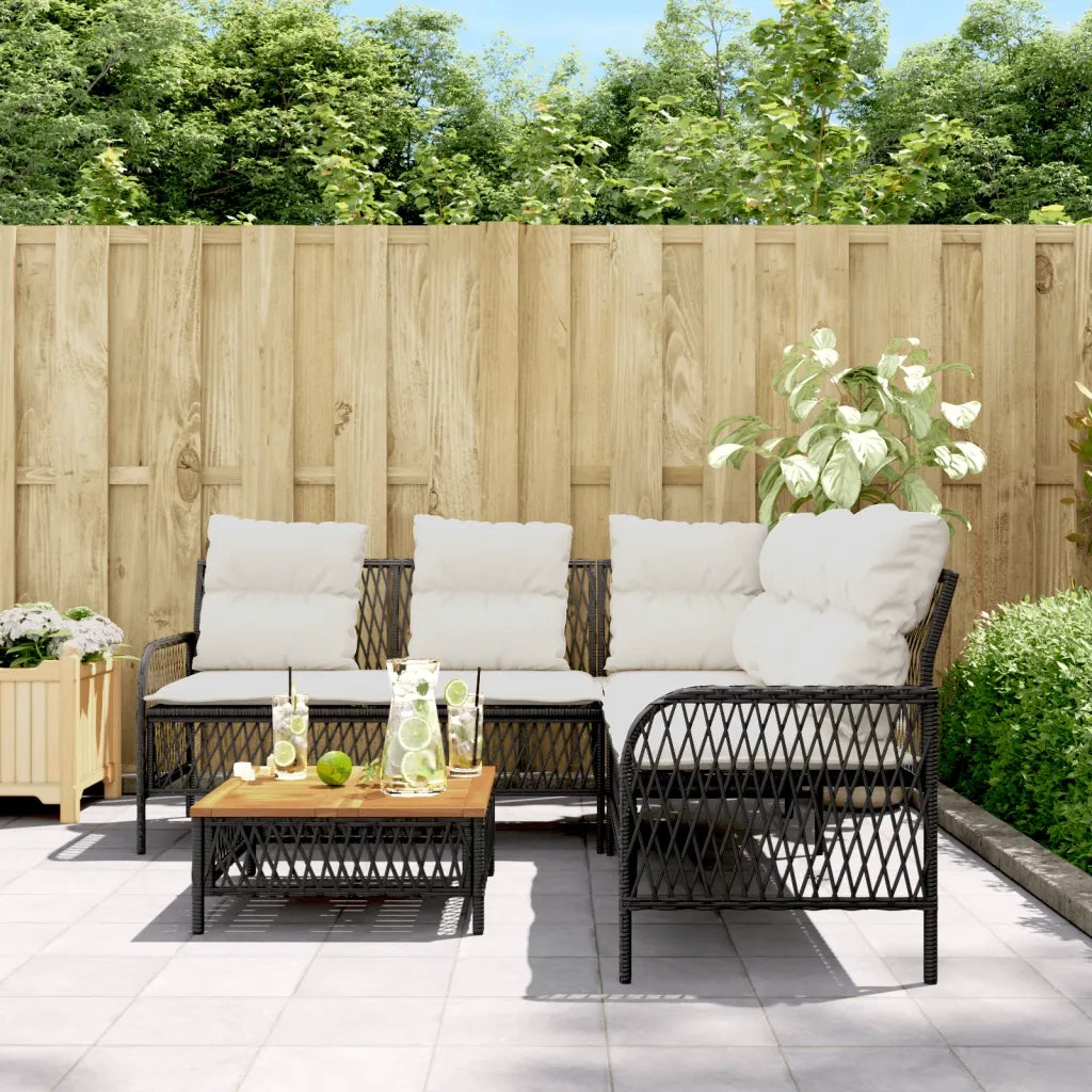 Set Divani da Giardino 2 pz con Cuscini in Polyrattan Nero 368733