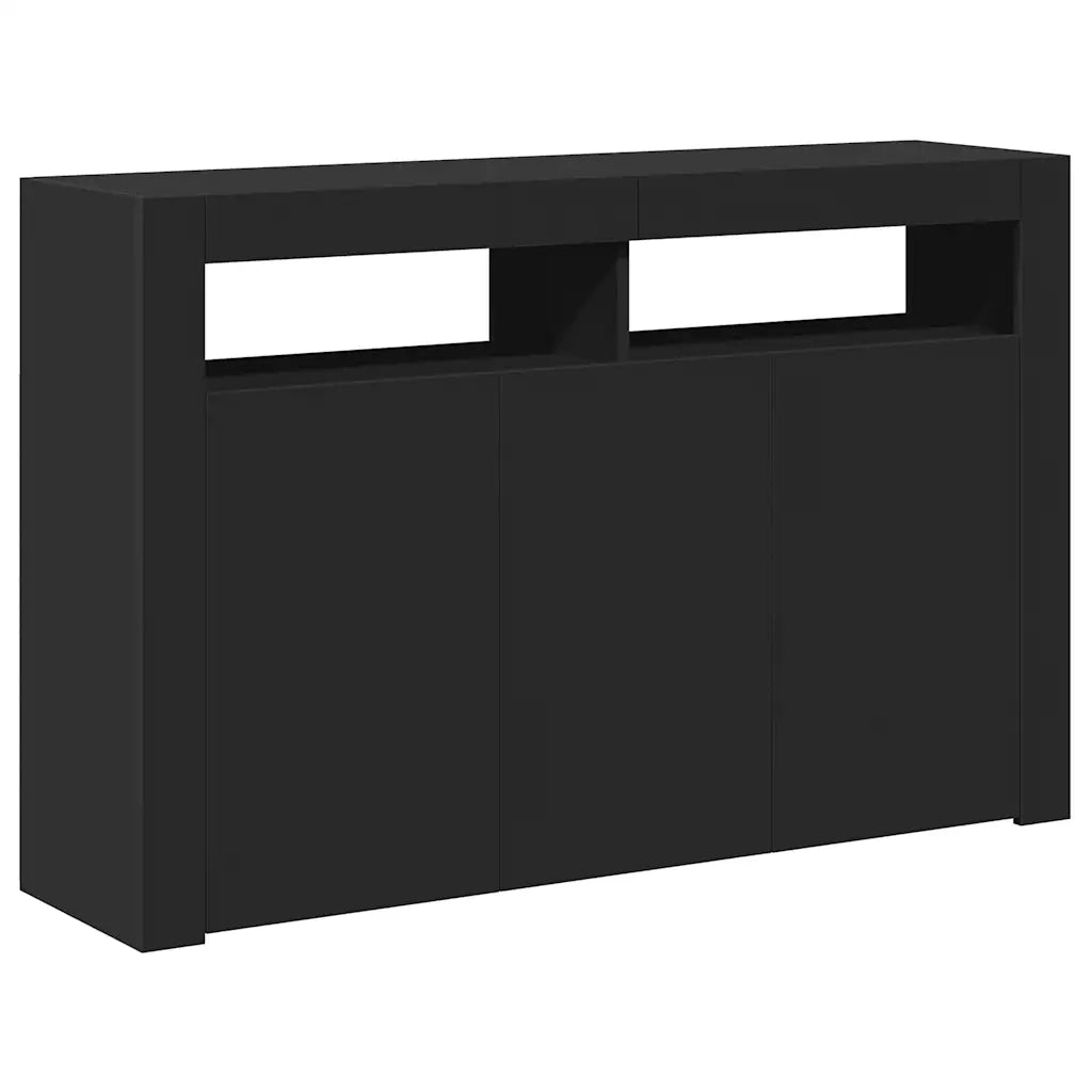 Credenza | Madia | Buffet da pranzo | Armadio da pranzo con Luci LED Nera 115,5x30x75 cm