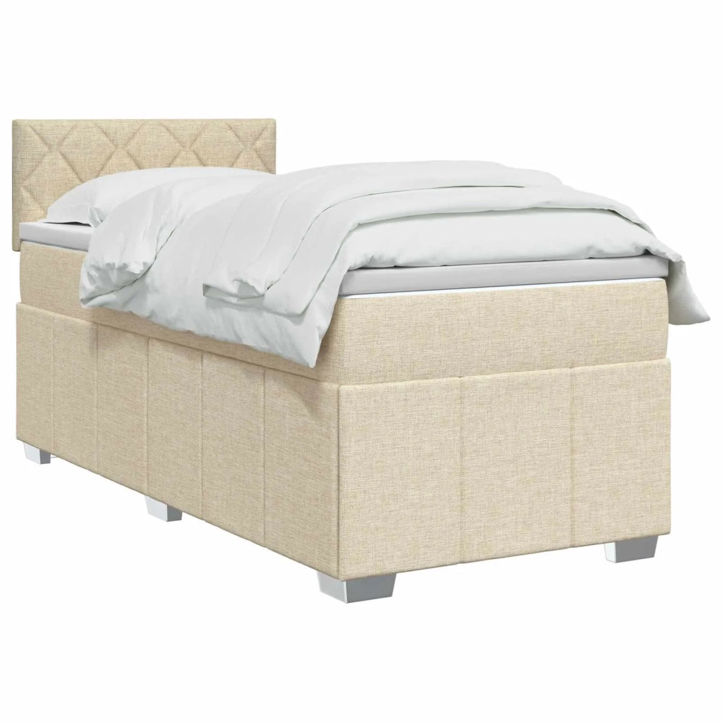 Letto box spring con materasso Crema 100 x 200 cm Tessuto 3452619